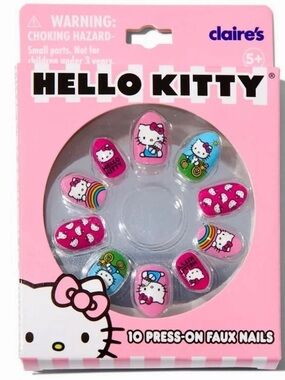 Claire's Hello Kitty Pink & Blue Press-On Faux Nails - 10 Pack